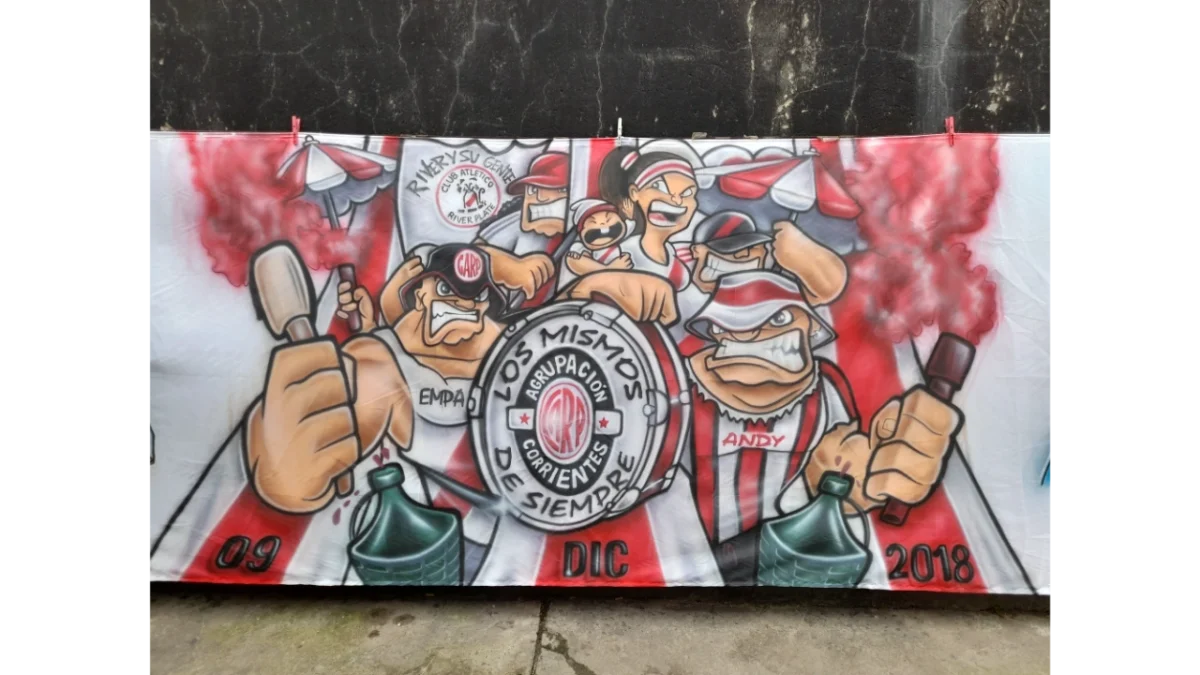 banderas de river plate con aerografia dibujo