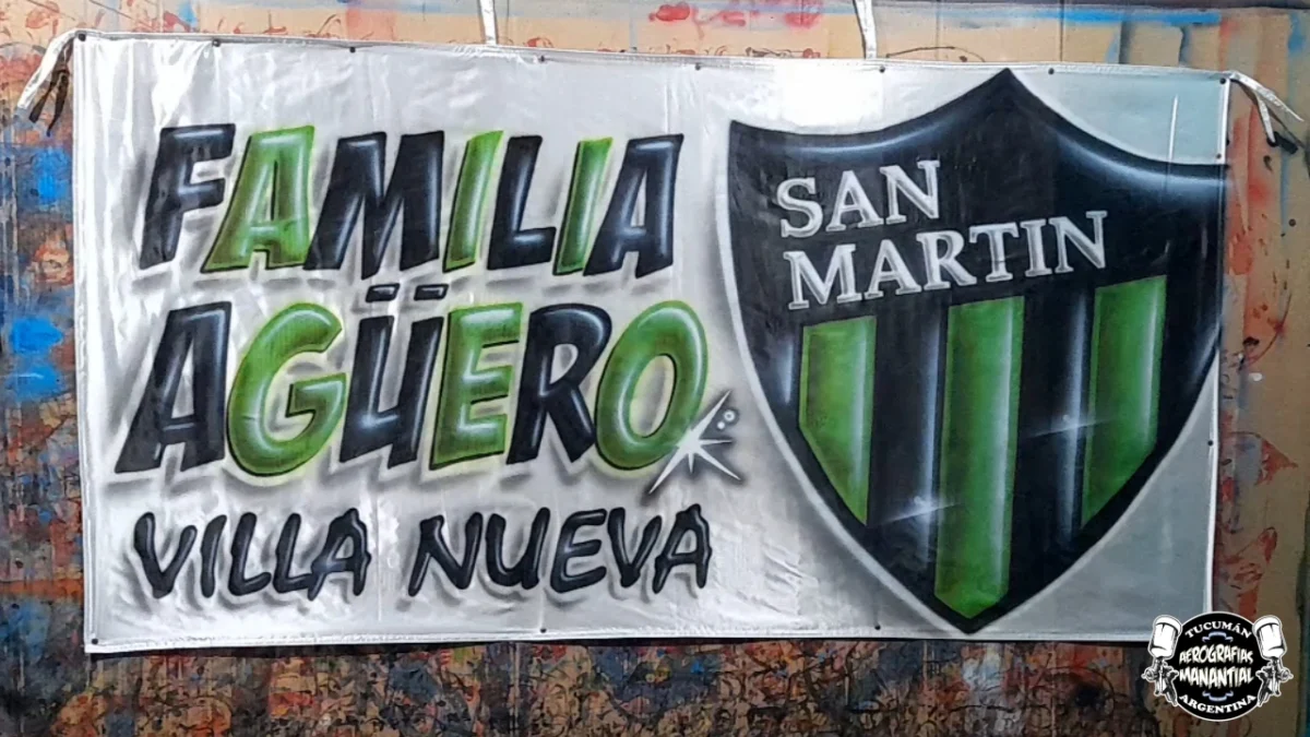 bandera de san martin de san juan con aerografias escudo mas frase