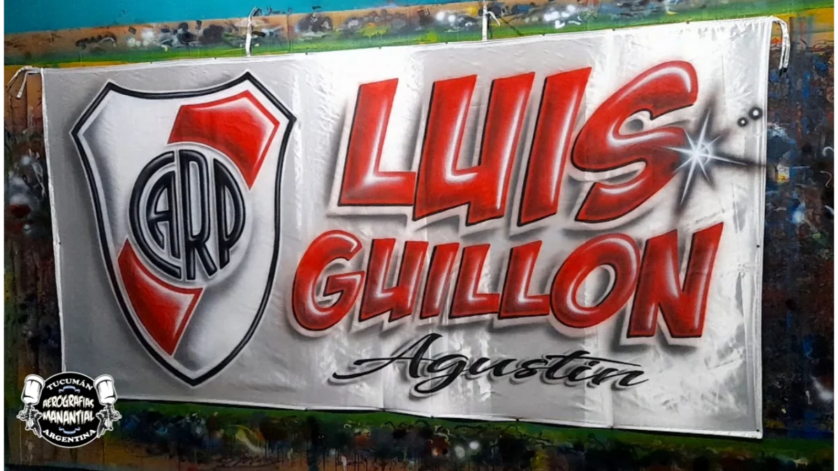 bandera de luis guillon con aerografias de river plate