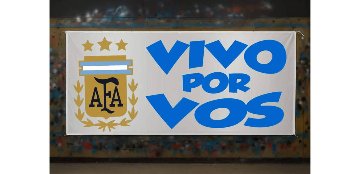banderas aerografiadas, frase para trapos de cancha vivo por vos
