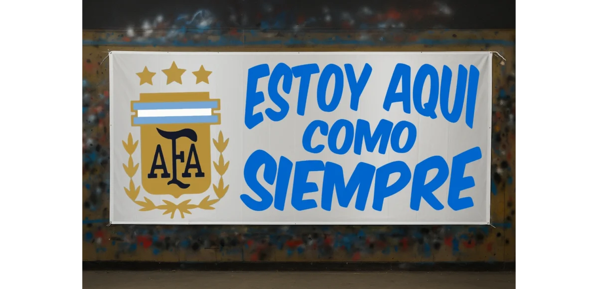 frases para banderas de futbol, estoy aqui como siempre
